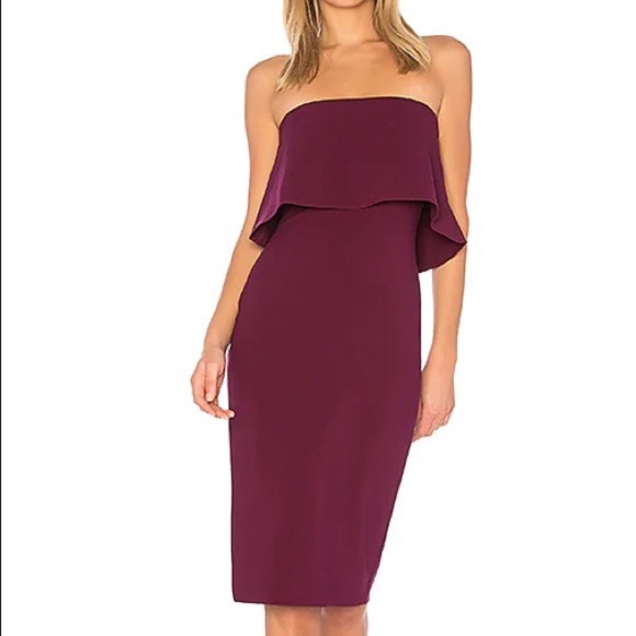 Likely Driggs Strapless Flounce Top Dress in Plum - Picture 1 of 6